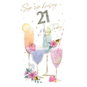 Handmade "Champagne" Greeting Card 21st Birthday Cocktail Glasses