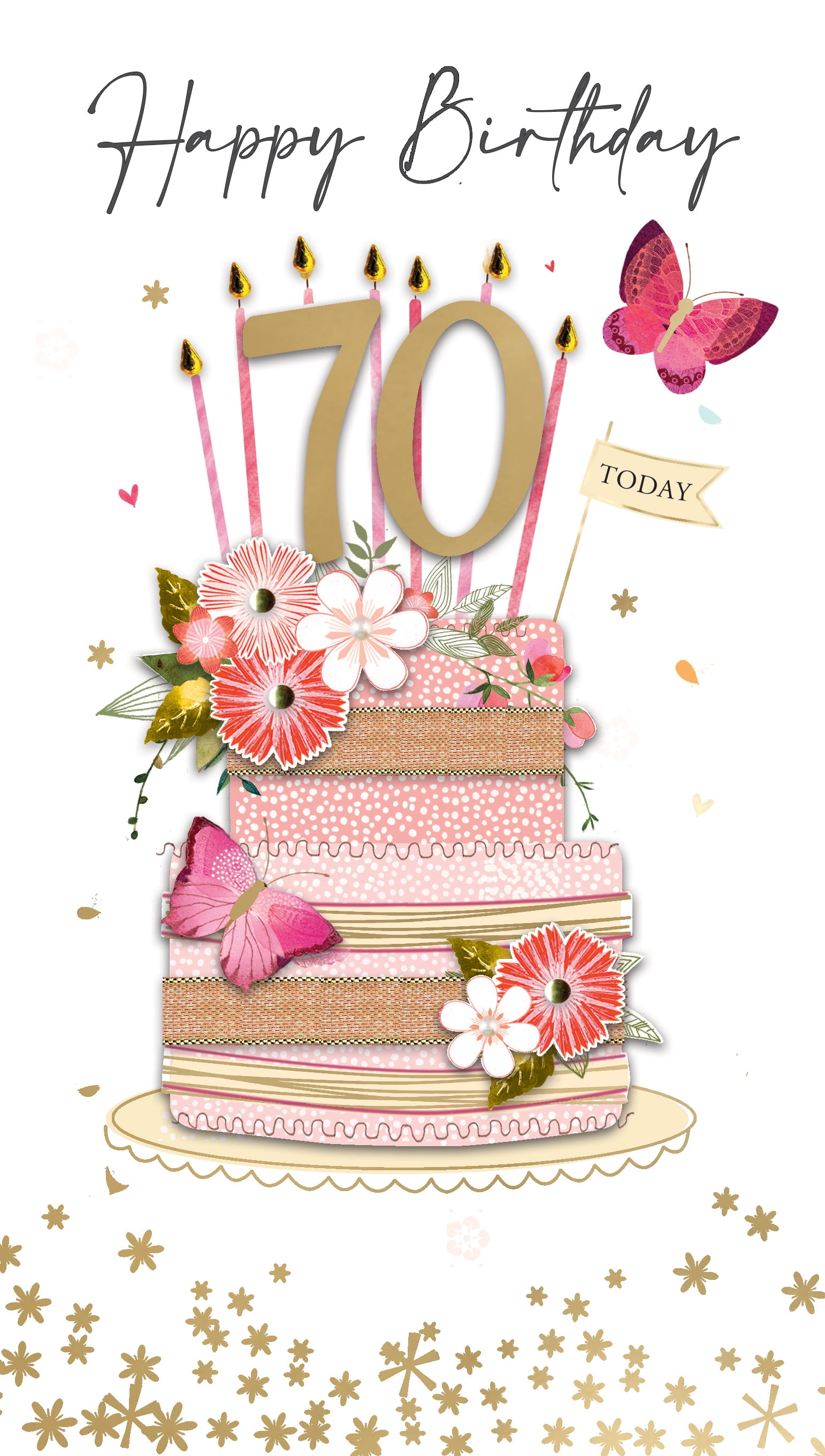 Handmade "Champagne" Greeting Card 70th Birthday Floral Cake - Walmart.com