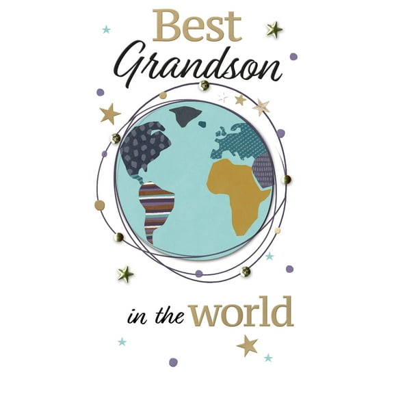 Handmade "Champagne" Greeting Card Grandson Birthday World Globe