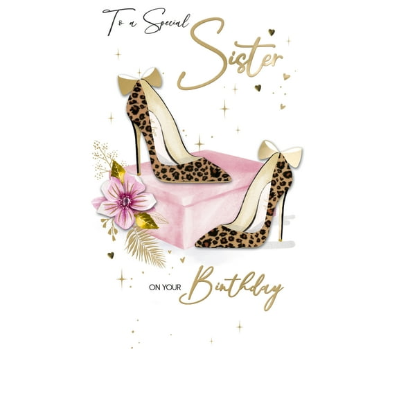Handmade "Champagne" Greeting Card Sister Birthday - Shoes On Box