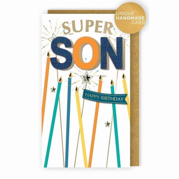 Handmade "Champagne" Greeting Card Son Birthday Candles