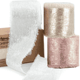 thumbnail image 1 of Handmade Chiffon Silk Ribbon Fringe Cream 1.5" x 21 Yd Frayed Edges Ribbons for Wedding Invitations Bridal Bouquets Gifts Wrapping Crafts Holiday Party Decorations, 1 of 7