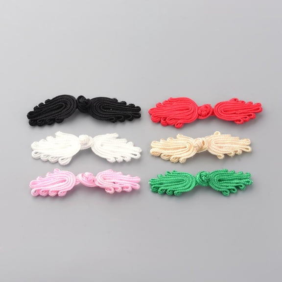 Handmade Chinese Frogs Knots Buttons sets Polyester Button Palm Mixed color 64~76x19~23x3~4mm