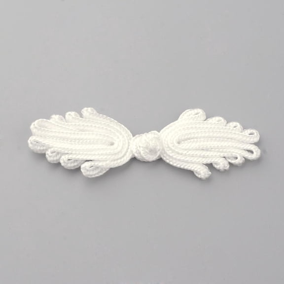 Handmade Chinese Frogs Knots Buttons sets Polyester Button Palm White 64~76x19~23x3~4mm