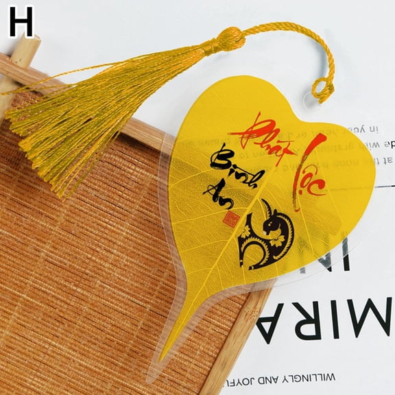 Handmade Chinese * Leaf Vein Bookmark with Tassels Hollow Bodhi Leaf Gift O5