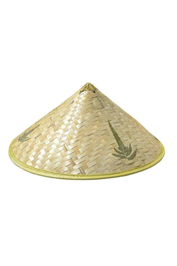 Handmade Chinese Retro Bamboo Rattan Hat Farmer Fisherman Hat Tourism Rain Cap (Khaki One Size)