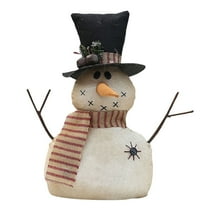 Handmade Christmas Sitting Snowman Indoor Decorations Animated Xmas Snowman Plush Presents Holiday Party Gift Tabletop Christmas Decorations 10.6 Inchs