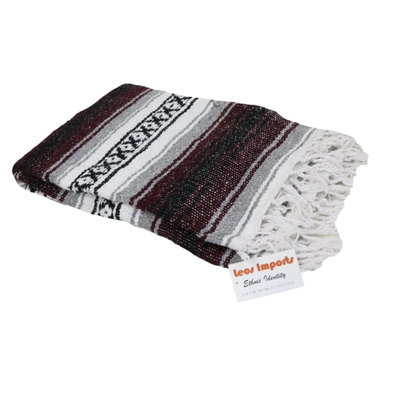 Handmade Classic Mexican Blankets 72"x49" (Burgundy)