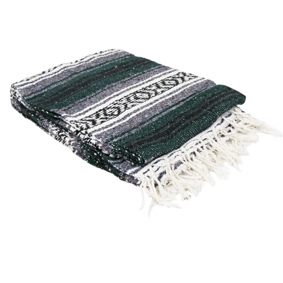 Handmade Classic Mexican Blankets XL 72"x49" (Green)