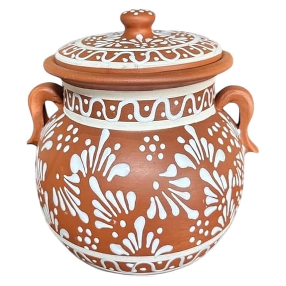Handmade Clay Bean Pot 9x9 Inch Mexican Barro Stew Pot Talavera Style Cooking Serving Pot LXKJ