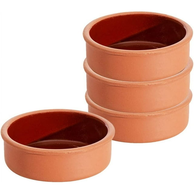 Handmade Clay Pot for Cooking Set of 4, NonToxic Terracotta Bowls
