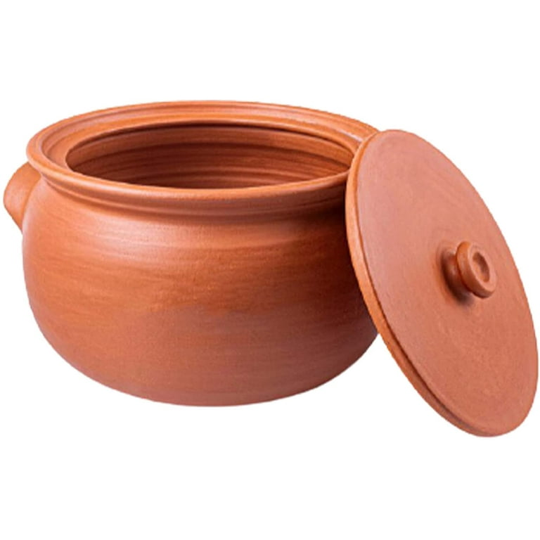 Set of 3 Handmade Pots & 1 Lid Ceramic Baking Saucepan Clay Cooking Pans  Organic