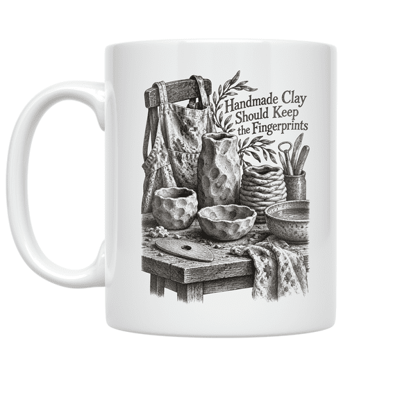 Handmade Clay Should Keep the Fingerprints - Ceramics Studio Buyer - 11 oz Ceramic Coffee Mug