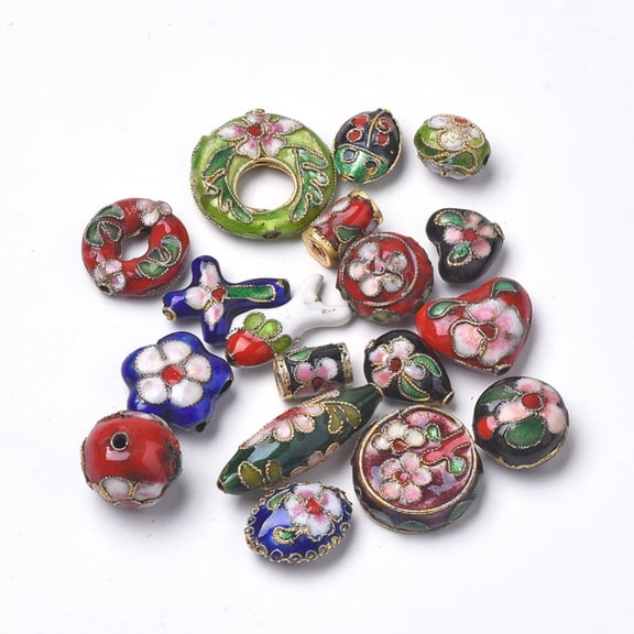 Handmade Cloisonne Beads Cadmium Free & Lead Free Mixed Shape Mixed color 9~27x7~23x5~13mm Hole: 1mm