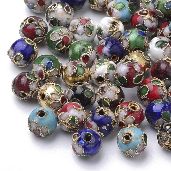 Handmade Cloisonne Beads Round Mixed Color Round 8mm(+-0.5~1mm) hole: 2mm