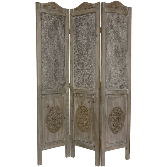 Handmade Closed Mesh 6-foot Antique Design Room Divider (China) - 74.5 x 50.5