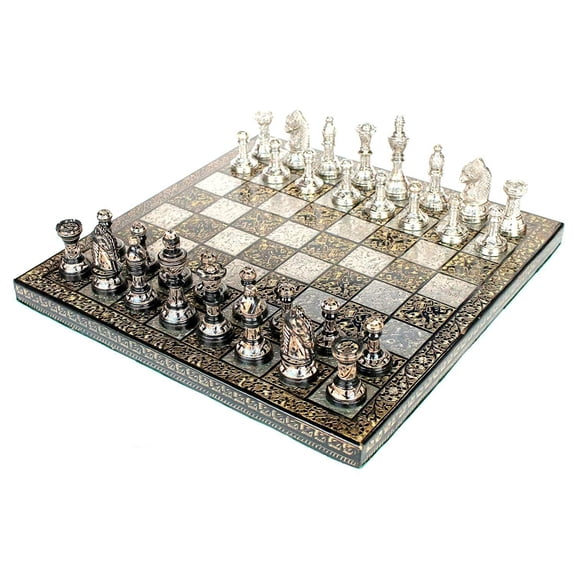 Handmade Collectible Premium Brass Made Chess Board Game Set + All Brass Pieces