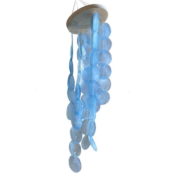 Handmade Colored Capiz Shells Wind Chimes Coastal Type Decoration for Indoor and Outdoor Use Garden Decoration