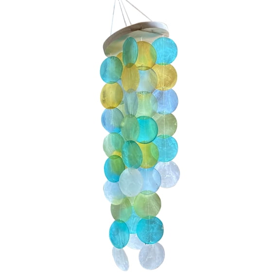 Handmade Colored Capiz Shells Windchimes Coastal Type Decoration for Indoor and Outdoor Use Garden Decoration