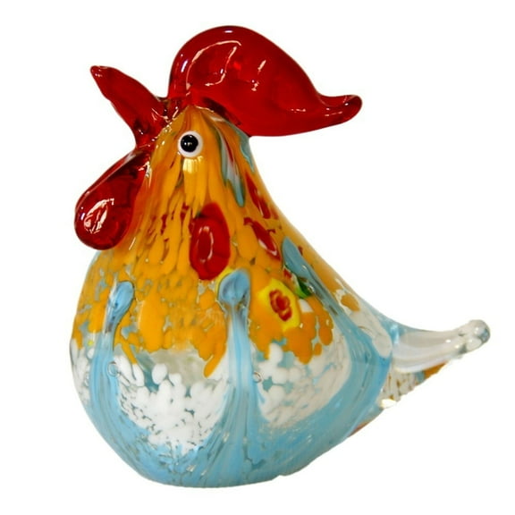 Handmade Colored Glaze Rooster Figurine, Animal Decor Decorative Statue for Kitchen, Shelf
