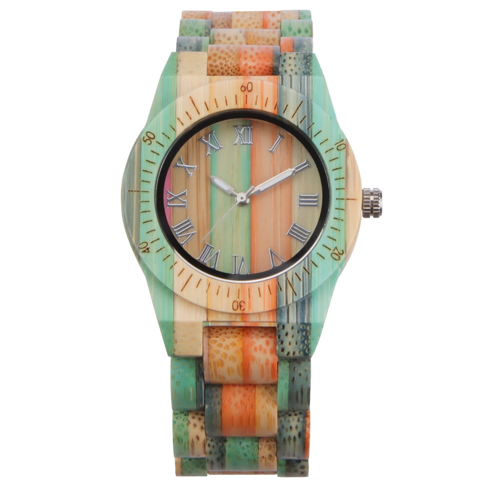 Wooden Fashionable Women Watch with All Wood Strap Quartz Analog Colorful Amazon.com: Tiong Lightweight Women main image 2