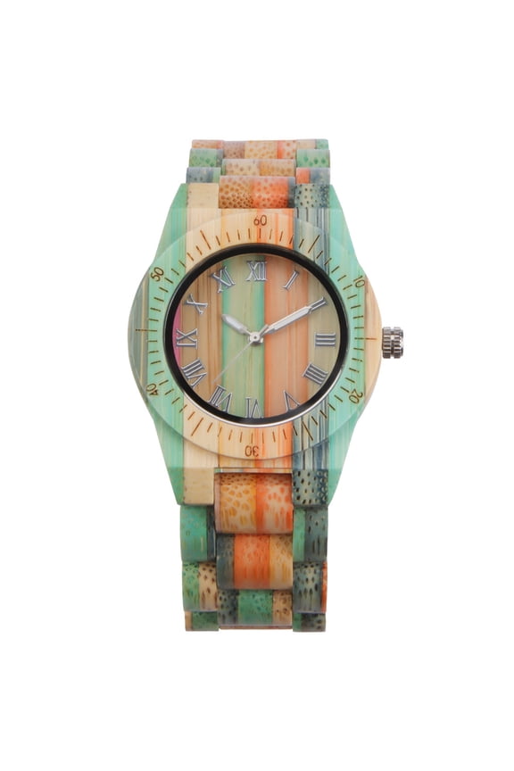Handmade Colorful Bamboo Women Wood Watch Analog Quartz Fashion Wooden Wristwatch for Ladies