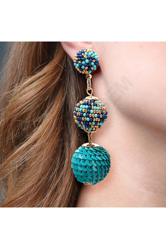 Handmade Colorful Beaded Earrings,Hoop Dangle Earrings, Bohemia Drops Earrings, Native Tassel Earrings FER1026