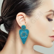 DESIREGEM Handmade Colorful Beaded Earrings, Hoop Dangle Earrings, Boho Tassel Earrings FER1001