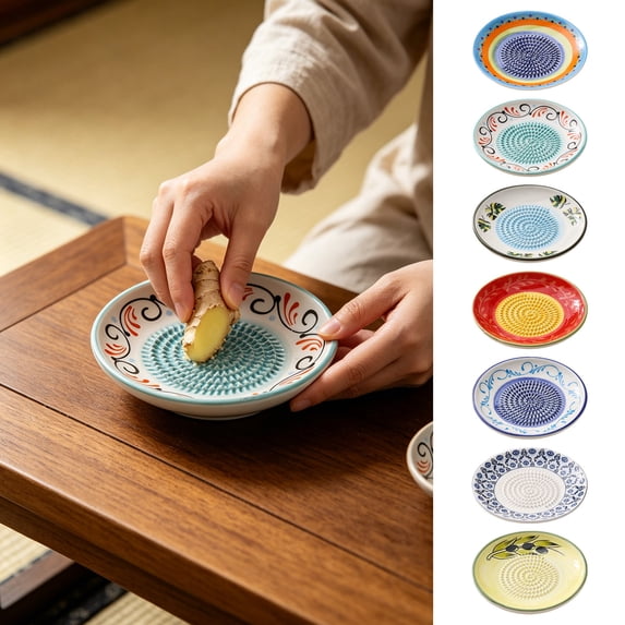 Handmade Colorful Ceramic Grater, Multipurpose Kitchen Spice Mill, Practical Grinding Tool for Ginger, Garlic, Wasabi and Fruit Puree Making Daily Cooking Prep