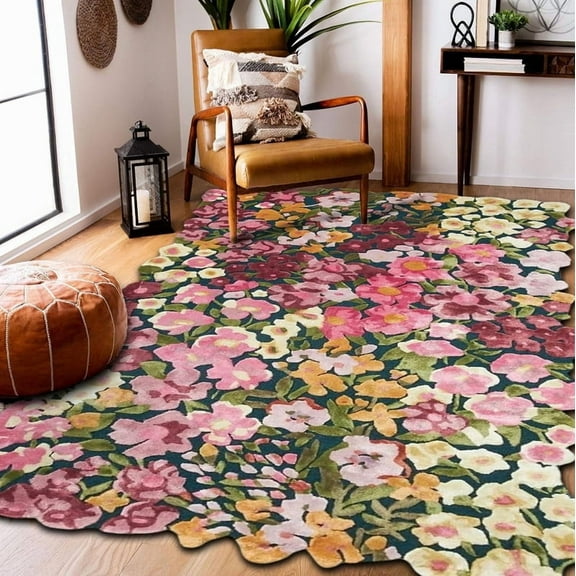 Handmade Colorful Flower Silk & Wool Area Rug – Vibrant Botanical Design, Soft Luxury Carpet | Avyay Rugs (6 x 9 FT)