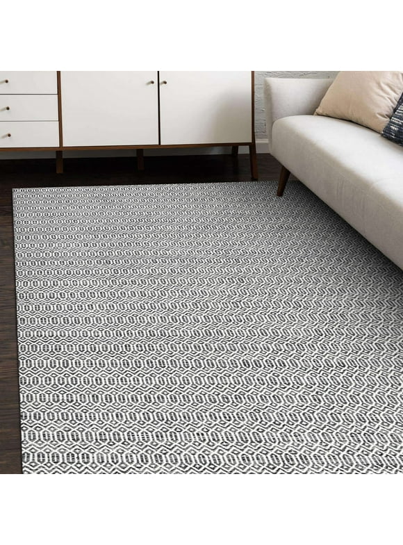 Hand Woven Contemporary Geometric Wool Gray Area Rug 5' 0" x 8' 0"