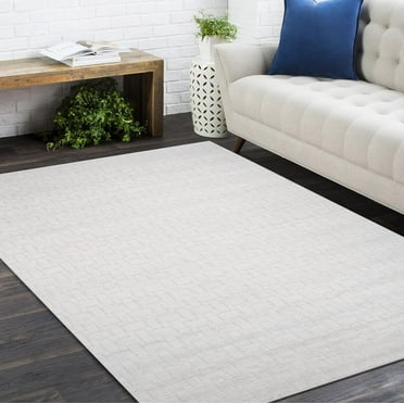 Handmade Contemporary Modern Geometric Area Rug Ivory 5' 0" x 8' 0"