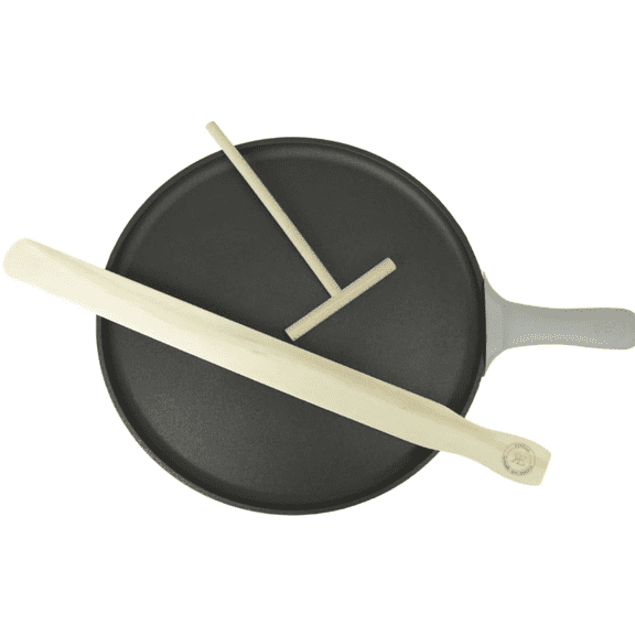 | Handmade Cookware | High-Quality Materials | Includes a Crepe Pan, 18in Wooden Flipper, & Spinner
