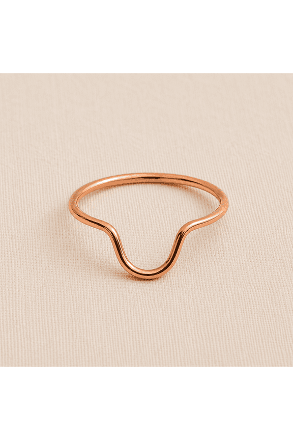 Handmade Copper Contour Ring, Minimalist Curved Band Ring, Pure Copper Stackable Ring, Wave Wire Ring, Delicate Everyday Jewelry