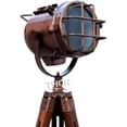 thumbnail image 1 of Handmade Copper Floor lamp W/ Wooden Tripod Nautical Modern searchlight Home & Office Decorative, 1 of 3