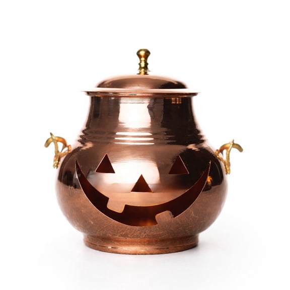Handmade Copper Pumpkin Ornament, 4x4 Inch Fall Wall Decor with Hanger for Thanksgiving, Halloween, and Harvest Home Decor Gift