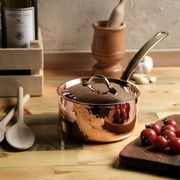 Handmade Copper Saucepan with Lid Premium Cookware for Gourmet Cooking 2.5L