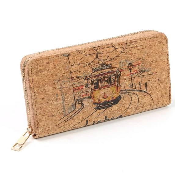 Handmade Cork Lisbon zipper wallet, 100% Cork Lightweight durable, natural vegan organic sustainable Eco friendly gift