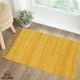 thumbnail image 1 of Handmade Cotton Area Rug Rag 24''x36'' with Tassel Washable - 2'x3' Mustard, 1 of 5