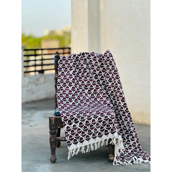 Handmade Cotton Blanket and Throws for Bedroom, Hand Block Printed Throw Blanket, Floral Throw Blanket