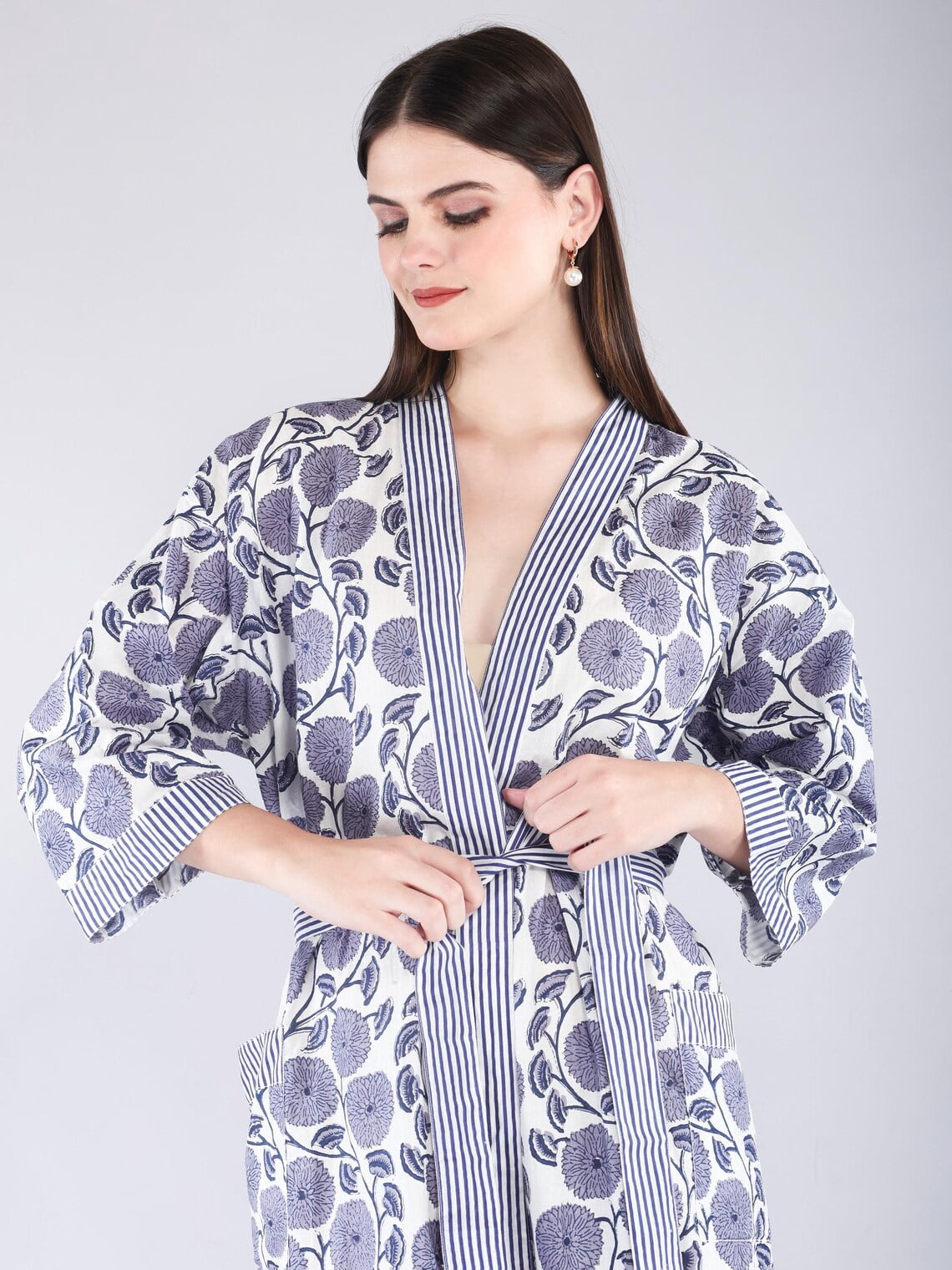 floral dressing gown cotton Victoria Floral Print Long Dressing Gown