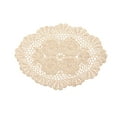 thumbnail image 1 of Handmade Cotton Crochet Doilies, Oval Lace Table Placemats 12 x17inch, Vintage Embroidered Table Scarf Furniture Cloth Cover, for Dining, Tea Party, Wedding Decor, 1 Pack,Beige, 1 of 6