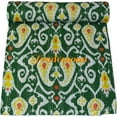 thumbnail image 1 of Handmade Cotton Kantha Quilt, Ikat Flower Print with Colorfull Accents, Traditional Indian Kantha Gudri (Twin Size - 60" x 90"), 1 of 5
