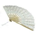 thumbnail image 1 of Handmade Cotton Lace Folding Hand Fan for Party Bridal Wedding Decoration ( Beige), 1 of 2