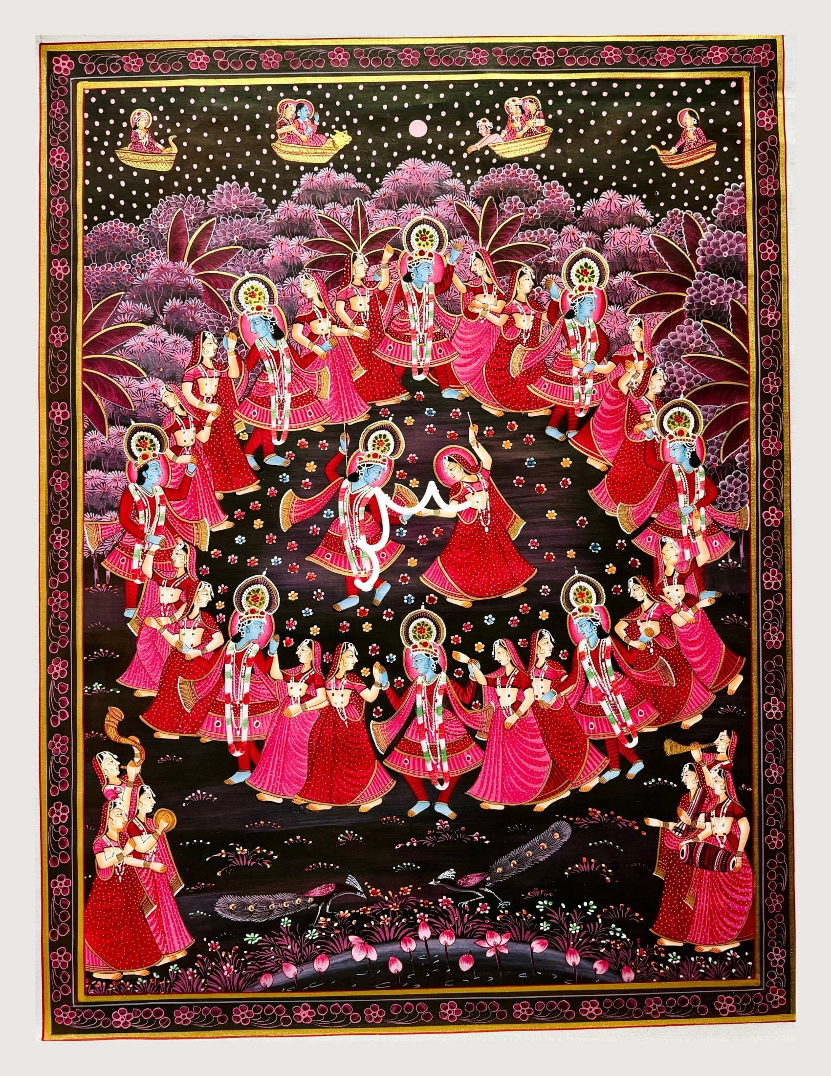 Handmade Cotton Painting of Raas Leela | Fabric Painting | Big Wall Art | Home Decor