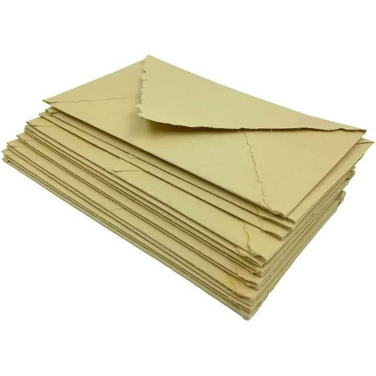 Handmade Cotton Rag Textured Paper Envelopes Deckle Edge-Thick 150 GSM  Recycled Khadi Paper-Brown, Size: 9x5, Pack of: 10- (ENVL-D-102)