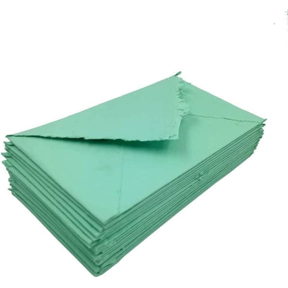 Handmade Cotton Rag Textured Paper Envelopes Deckle Edge-Thick 150 GSM Recycled Khadi Paper-Darker Turquoise, Size: 9x5", Pack of: 10- (ENVL-D-103)