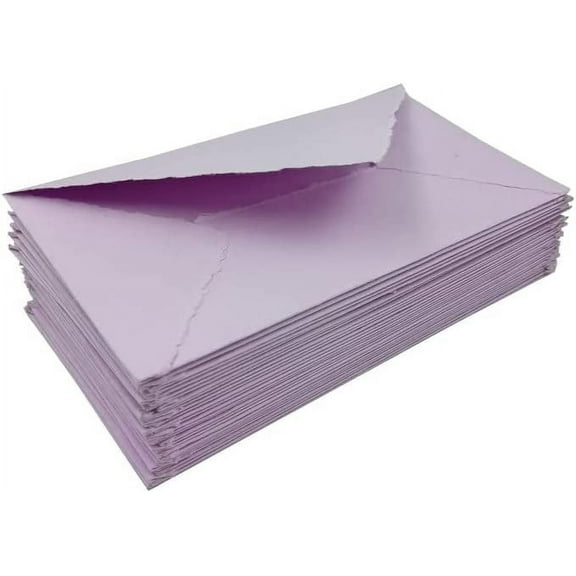 Handmade Cotton Rag Textured Paper Envelopes Deckle Edge-Thick 150 GSM Recycled Khadi Paper-Purple, Size: 9x5", Pack of: 10- (ENVL-D-107)