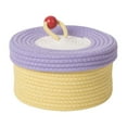 thumbnail image 1 of Handmade Cotton Rope Basket Dopamine Color Round Sundries Organizer with Lid, 1 of 15
