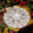 thumbnail image 1 of Handmade Cotton Table Mat with Lace - 10.8 Inch Circular Crochet Placemat for Dining & Christmas Table Decor (1PC), 1 of 4